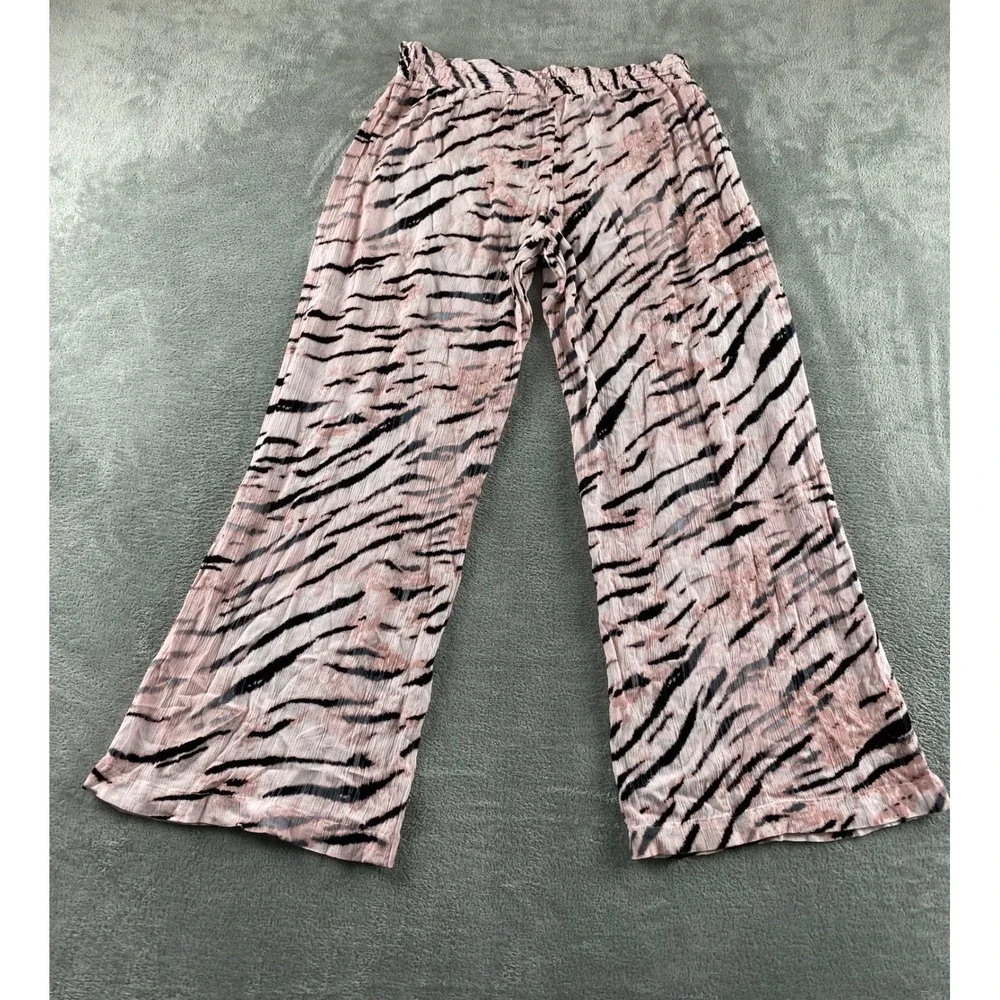 MGT Industries Pink Tiger Stripe Wide Leg Lounge Pants Womens Medium RHN345